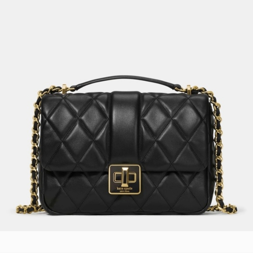 Kate Spade Carey Quilted Small Flap Crossbody, Black